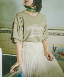 kutir（クティール）の「【クティールとレトロ】メローフリルキャットTシャツ（Tシャツ/カットソー）」