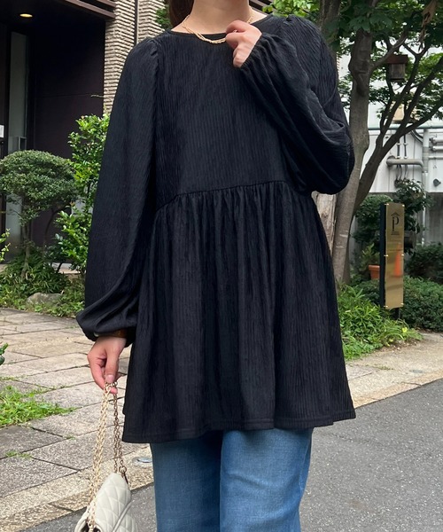 un dix cors(アンディコール)の「前後2WAYリップルギャザーチュニック(シャツ/ブラウス・レディース・ホワイト/ブラック・FREE)」の18枚目の写真