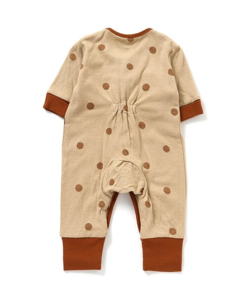 Ampersand（アンパサンド）の「【premier】ドット柄ソフト接結ロールアップリブカバーオール（ロンパース・キッズ・チャコール/ベージュ・60/70/80）」の4枚目の写真