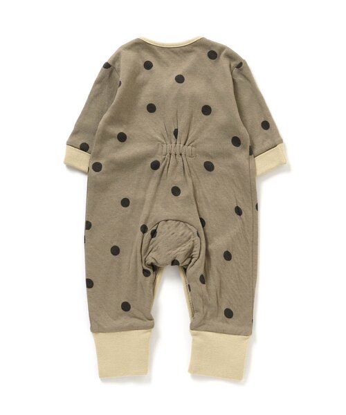 Ampersand（アンパサンド）の「【premier】ドット柄ソフト接結ロールアップリブカバーオール（ロンパース・キッズ・チャコール/ベージュ・60/70/80）」の6枚目の写真