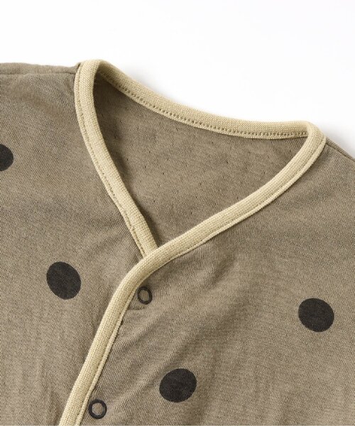 Ampersand（アンパサンド）の「【premier】ドット柄ソフト接結ロールアップリブカバーオール（ロンパース・キッズ・チャコール/ベージュ・60/70/80）」の8枚目の写真