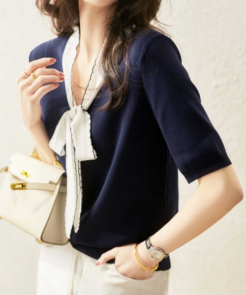 リボンサマーニット（ニット/セーター）｜Dewlily（デューリリー）の