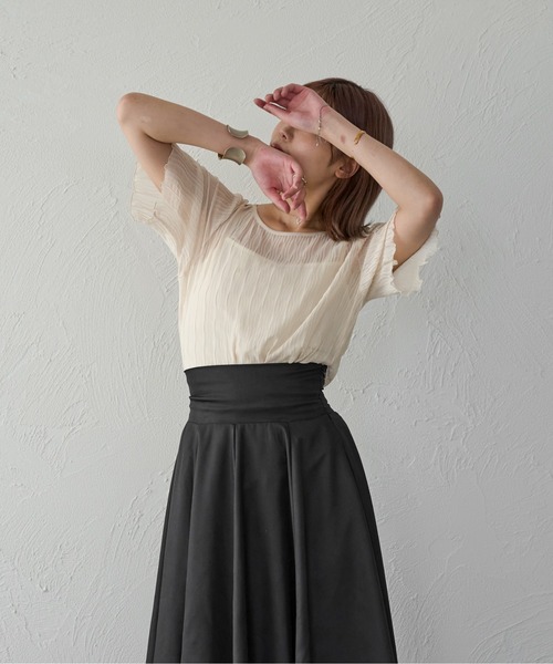 Ambre Ciel(アンブルシエル)の「キャミ付きシアートップス/【WEB/EC限定商品】(Tシャツ/カットソー・レディース・アイボリー/ピンクベージュ・FREE)」の11枚目の写真