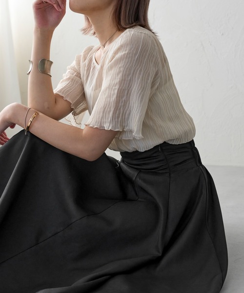 Ambre Ciel(アンブルシエル)の「キャミ付きシアートップス/【WEB/EC限定商品】(Tシャツ/カットソー・レディース・アイボリー/ピンクベージュ・FREE)」の12枚目の写真