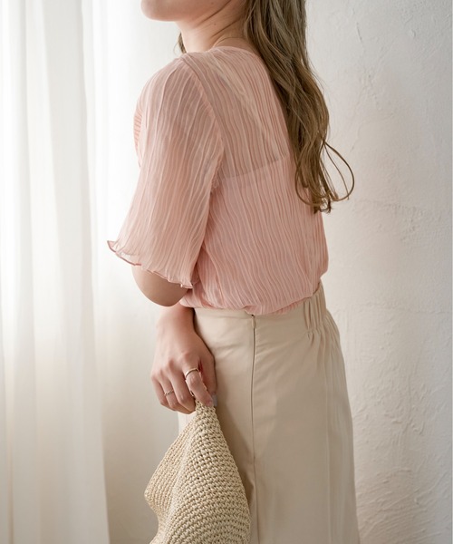 Ambre Ciel(アンブルシエル)の「キャミ付きシアートップス/【WEB/EC限定商品】(Tシャツ/カットソー・レディース・アイボリー/ピンクベージュ・FREE)」の13枚目の写真