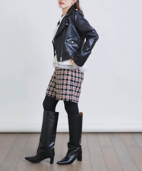 フェイクレザーパールライダースジャケット（ライダースジャケット