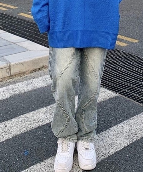 MGV(エムジーヴィー)の「ユニークデザインワイドデニム(デニムパンツ・メンズ・ブルー/ブラック・LARGE/X-LARGE/MEDIUM)」の7枚目の写真