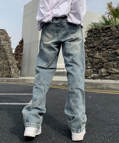MGV(エムジーヴィー)の「ユニークデザインワイドデニム(デニムパンツ・メンズ・ブルー/ブラック・LARGE/X-LARGE/MEDIUM)」の8枚目の写真