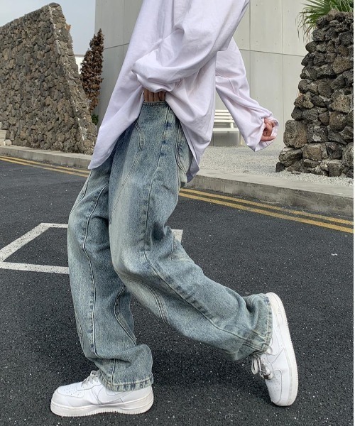 MGV(エムジーヴィー)の「ユニークデザインワイドデニム(デニムパンツ・メンズ・ブルー/ブラック・LARGE/X-LARGE/MEDIUM)」の9枚目の写真