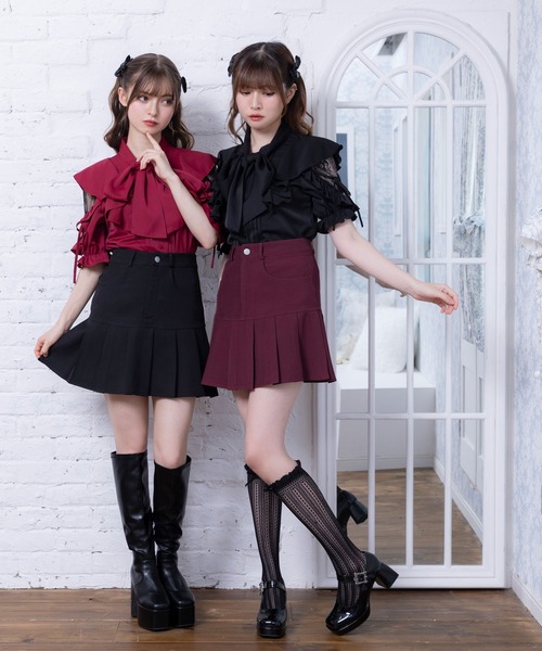 DearMyLoveRose(ディアマイラブローズ)の「ワイドプリーツミニスカート(スカート・レディース・ブラック/レッド/ブラウン・SMALL/MEDIUM/LARGE/X-LARGE/XX-LARGE)」の12枚目の写真