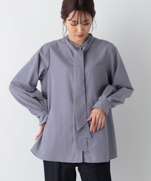 GLOBAL WORK(グローバルワーク)の「2WAYボウタイシャツ/MATINEE LINE/972871(シャツ/ブラウス・レディース・ラベンダー/サックスブルー/オフホワイト・LARGE/MEDIUM)」の3枚目の写真