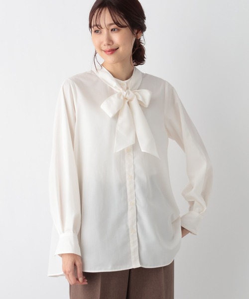 GLOBAL WORK(グローバルワーク)の「2WAYボウタイシャツ/MATINEE LINE/972871(シャツ/ブラウス・レディース・ラベンダー/サックスブルー/オフホワイト・LARGE/MEDIUM)」の15枚目の写真
