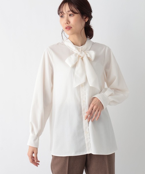 GLOBAL WORK(グローバルワーク)の「2WAYボウタイシャツ/MATINEE LINE/972871(シャツ/ブラウス・レディース・ラベンダー/サックスブルー/オフホワイト・LARGE/MEDIUM)」の16枚目の写真