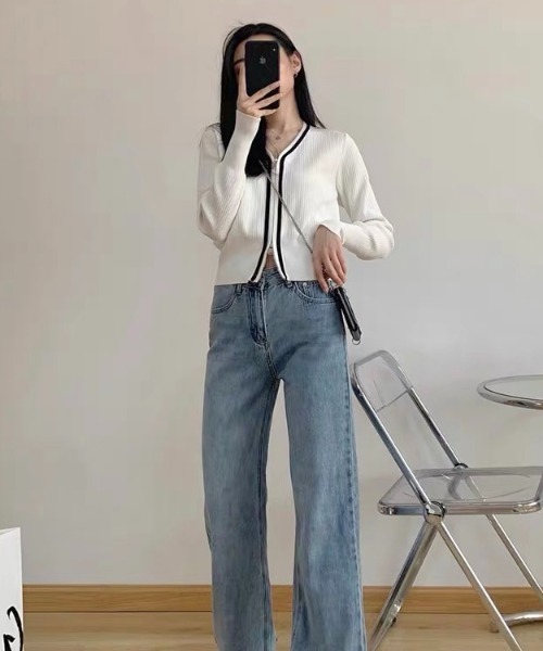 LADY LIKE(レディライク)の「フロントジップバイカラーカーディガン(カーディガン/ボレロ・レディース・ブラック×ホワイト/ブラック/ホワイト×ブラック/ホワイト・M)」の14枚目の写真