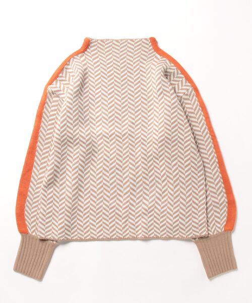 STYLEBLOCK(スタイルブロック)の「ヘリンボーン柄ニットラインスリーブボトルネックプルオーバー(ニット/セーター・レディース・グリーン/マスタード/ブラック/ベージュ・M)」の5枚目の写真