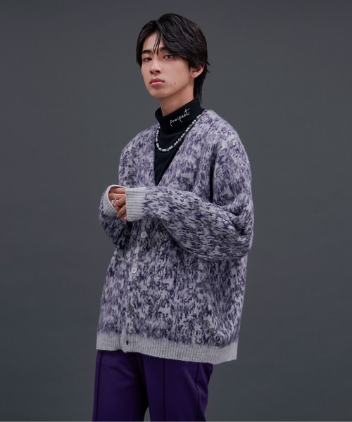 Ellno Loset(エルノロゼット)の「MIXカラーシャギーカーディガン(カーディガン/ボレロ・メンズ・グレー/パープル/ブラック・SMALL/MEDIUM/LARGE)」の10枚目の写真