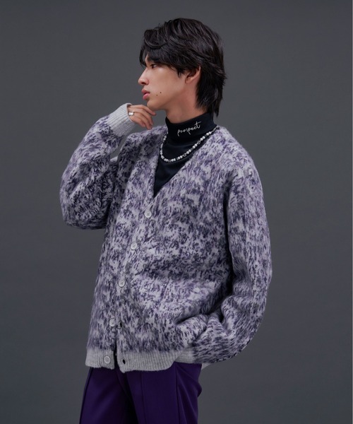 Ellno Loset(エルノロゼット)の「MIXカラーシャギーカーディガン(カーディガン/ボレロ・メンズ・グレー/パープル/ブラック・SMALL/MEDIUM/LARGE)」の12枚目の写真