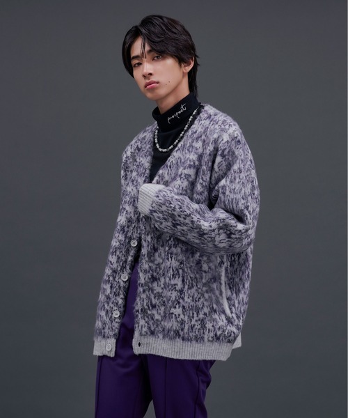 Ellno Loset(エルノロゼット)の「MIXカラーシャギーカーディガン(カーディガン/ボレロ・メンズ・グレー/パープル/ブラック・SMALL/MEDIUM/LARGE)」の15枚目の写真