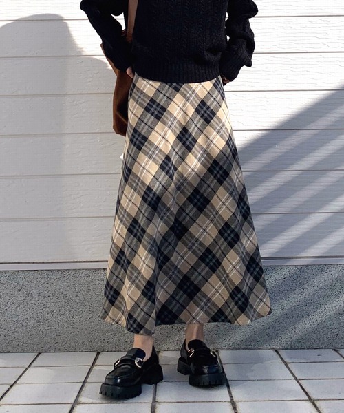 【セール】チェックフレアスカート(スカート)|Q(キュー) 【セール】チェックフレアスカート(スカート)|Q(キュー)