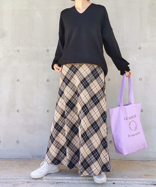 【セール】チェックフレアスカート(スカート)|Q(キュー) 【セール】チェックフレアスカート(スカート)|Q(キュー)