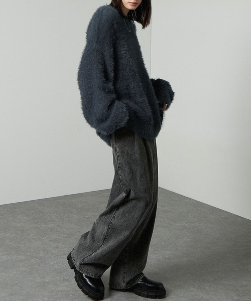 Alfred Alex(アルフレッドアレックス)の「【Alfred Alex】オーバーサイズシャギーニット(ニット/セーター・メンズ・オリーブ系/レッド/ダークグレー/ブルー/アイボリー/ブラック/モカ/スモークグレー/ブルー系/ワイン/ブルーグレー/パープル系/ダークブルー・L/M/S)」の17枚目の写真