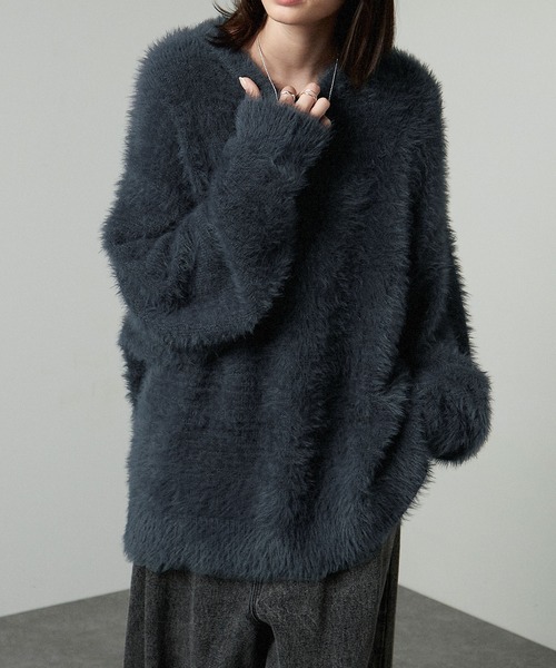 Alfred Alex(アルフレッドアレックス)の「【Alfred Alex】オーバーサイズシャギーニット(ニット/セーター・メンズ・オリーブ系/レッド/ダークグレー/ブルー/アイボリー/ブラック/モカ/スモークグレー/ブルー系/ワイン/ブルーグレー/パープル系/ダークブルー・L/M/S)」の18枚目の写真