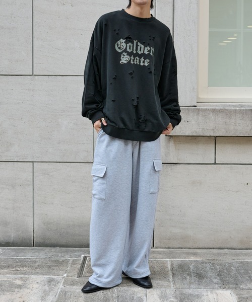 COLONY 2139（コロニートゥーワンスリーナイン）の「ワイドカーゴスウェットパンツ（カーゴパンツ・メンズ・グレー/ブラック・LARGE/MEDIUM）」の17枚目の写真