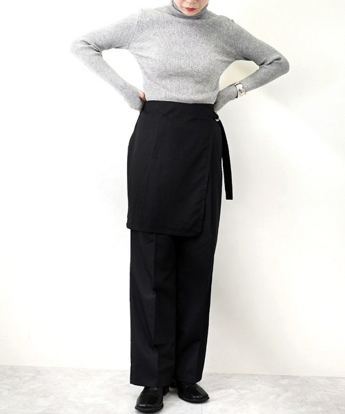 STYLEBLOCK(スタイルブロック)の「ツイルラップスカート×パンツレイヤードセット(その他パンツ・レディース・ベージュ/グレー/ブラック・M)」の2枚目の写真