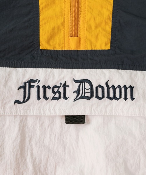 FIRST DOWN(ファーストダウン)の「【FIRST DOWN/ファーストダウン】切替ナイロンアノラックパーカー/プルオーバー/ビッグシルエット(ナイロンジャケット・メンズ・ネイビー/グリーン・L/XL/M)」の6枚目の写真