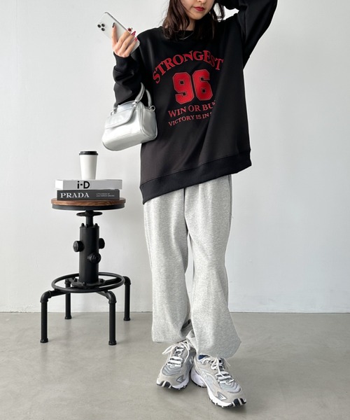 セール】ナンバーカレッジロゴ裏起毛スウェットプルオーバー