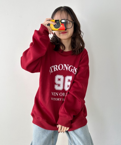 セール】ナンバーカレッジロゴ裏起毛スウェットプルオーバー