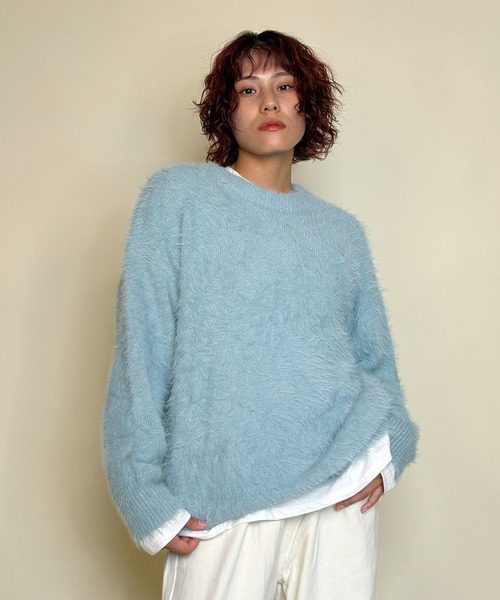 aimoha（アイモハ）の「aimoha men SHAGGY KNIT シャギーもちもちニット（ニット/セーター・メンズ・ネイビー/ブルー/ブラウン・X-LARGE/XX-LARGE/LARGE/MEDIUM）」の3枚目の写真