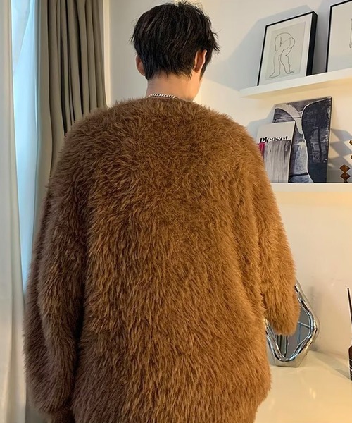 aimoha（アイモハ）の「aimoha men SHAGGY KNIT シャギーもちもちニット（ニット/セーター・メンズ・ネイビー/ブルー/ブラウン・X-LARGE/XX-LARGE/LARGE/MEDIUM）」の5枚目の写真