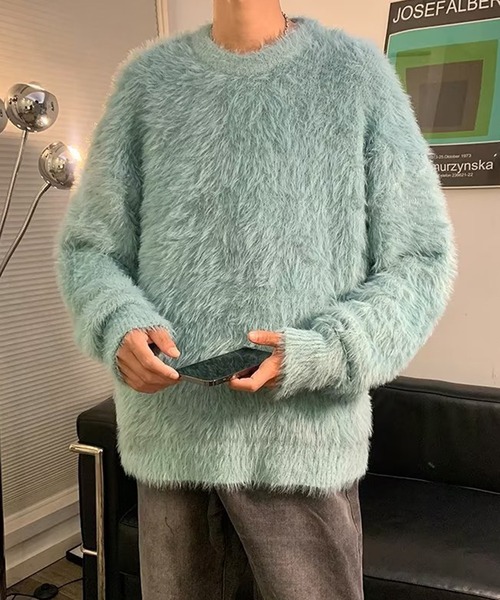 aimoha（アイモハ）の「aimoha men SHAGGY KNIT シャギーもちもちニット（ニット/セーター・メンズ・ネイビー/ブルー/ブラウン・X-LARGE/XX-LARGE/LARGE/MEDIUM）」の8枚目の写真