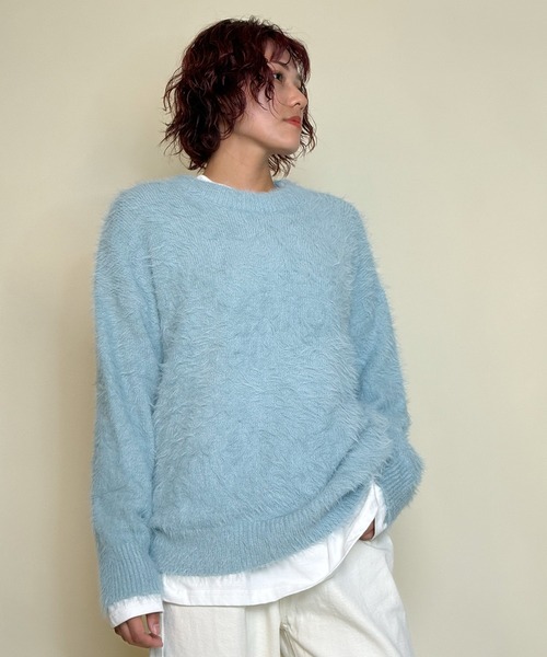 aimoha（アイモハ）の「aimoha men SHAGGY KNIT シャギーもちもちニット（ニット/セーター・メンズ・ネイビー/ブルー/ブラウン・X-LARGE/XX-LARGE/LARGE/MEDIUM）」の12枚目の写真