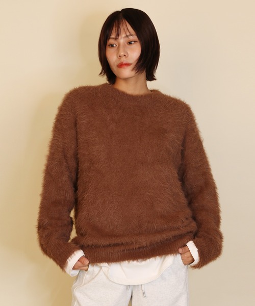 aimoha（アイモハ）の「aimoha men SHAGGY KNIT シャギーもちもちニット（ニット/セーター・メンズ・ネイビー/ブルー/ブラウン・X-LARGE/XX-LARGE/LARGE/MEDIUM）」の15枚目の写真