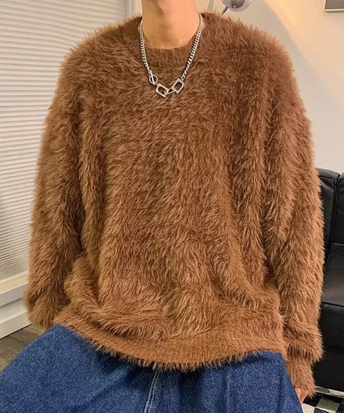 aimoha（アイモハ）の「aimoha men SHAGGY KNIT シャギーもちもちニット（ニット/セーター・メンズ・ネイビー/ブルー/ブラウン・X-LARGE/XX-LARGE/LARGE/MEDIUM）」の17枚目の写真