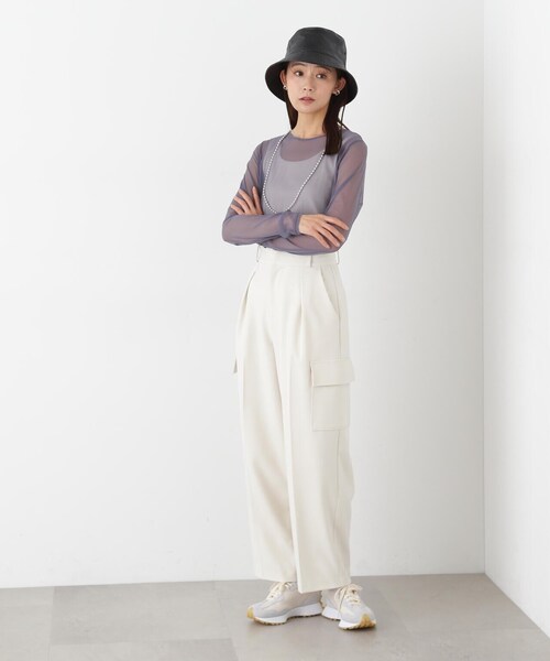 N.(N. Natural Beauty Basic)(エヌエヌナチュラルビューティーベーシック)の「◆チュールシアーカットソー(Tシャツ/カットソー・レディース・オフホワイト/ブラック/ブルーグレー・MEDIUM)」の12枚目の写真