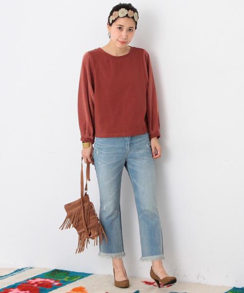 Another Edition（アナザーエディション）の「ボリュームフハク袖×カットトップス/AEBC ﾎﾞﾘｭｰﾑﾌﾊｸSLV*ｶｯﾄTee（Tシャツ/カットソー・レディース・オフホワイト/ブラック/オレンジ系その他・ﾌﾘ-）」の6枚目の写真