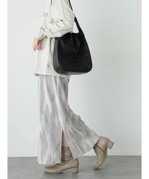 Samansa Mos2 blue | ベロアニュアンス柄ナロースカート(スカート)