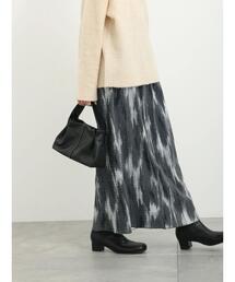 Samansa Mos2 blue | ベロアニュアンス柄ナロースカート(スカート)