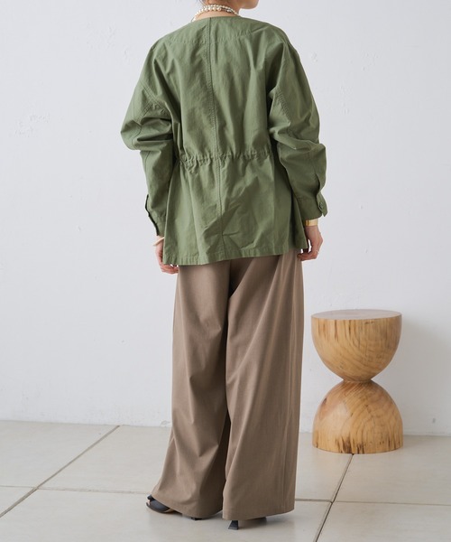 Omekashi（オメカシ）の「ノーカラーミリタリージャケット（ミリタリー