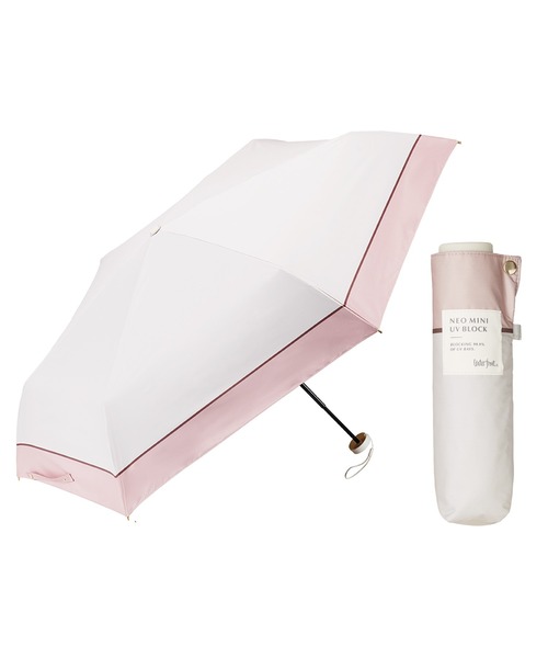 UVカット晴雨兼用 ミャクミャク LIBERTY柄薄ベージュ・ピンク新品・未開封 ネオミニ UVブロック 折 51cm 晴雨兼用傘 日傘 雨傘（折りたたみ傘