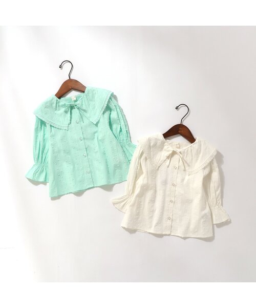 apres les cours（アプレレクール）の「フリルカラーブラウス（シャツ/ブラウス・キッズ・ミント/アイボリー・80/90/100/110/120/130/140）」の9枚目の写真