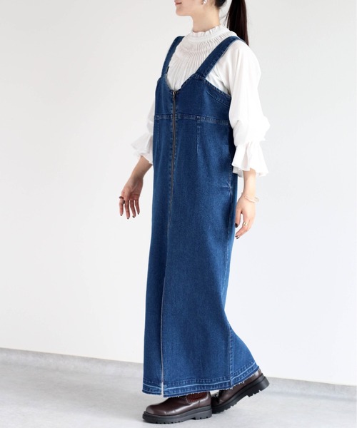 cepo（セポ）の「<セットアップ可能＞Wジップ カットオフデニムジャンスカ（ジャンパースカート・レディース・ブルー系1/ブルー系3・M）」の3枚目の写真