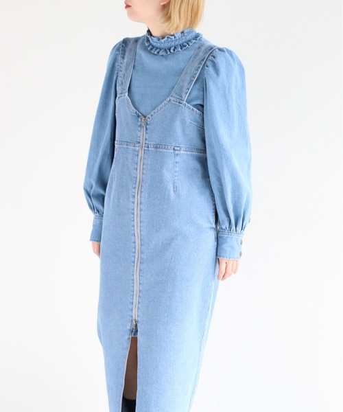 cepo（セポ）の「<セットアップ可能＞Wジップ カットオフデニムジャンスカ（ジャンパースカート・レディース・ブルー系1/ブルー系3・M）」の4枚目の写真