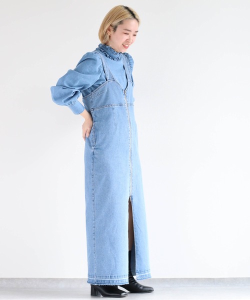 cepo（セポ）の「<セットアップ可能＞Wジップ カットオフデニムジャンスカ（ジャンパースカート・レディース・ブルー系1/ブルー系3・M）」の10枚目の写真