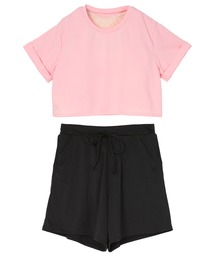 SEA DRESS（シードレス）の「カップ付半袖Tシャツ×ショートパンツ/セット水着（水着・レディース）」