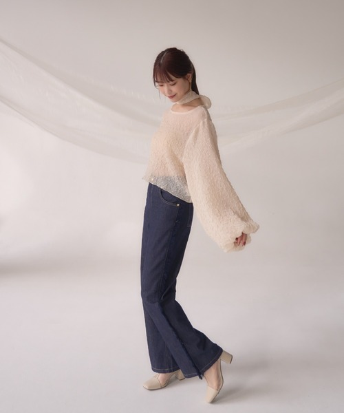 mellowneon(メロウネオン)の「袖ボリュームチョーカーブラウス / 2way / リボン付き(シャツ/ブラウス・レディース・アイボリー/グレー・FREE)」の8枚目の写真