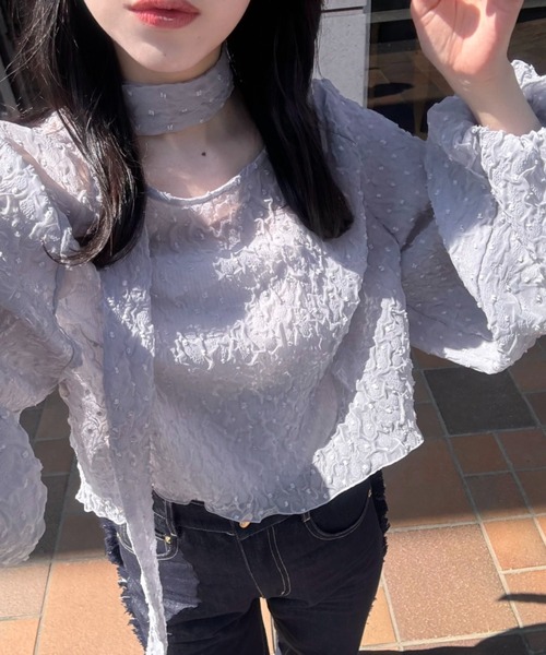 mellowneon(メロウネオン)の「袖ボリュームチョーカーブラウス / 2way / リボン付き(シャツ/ブラウス・レディース・アイボリー/グレー・FREE)」の16枚目の写真